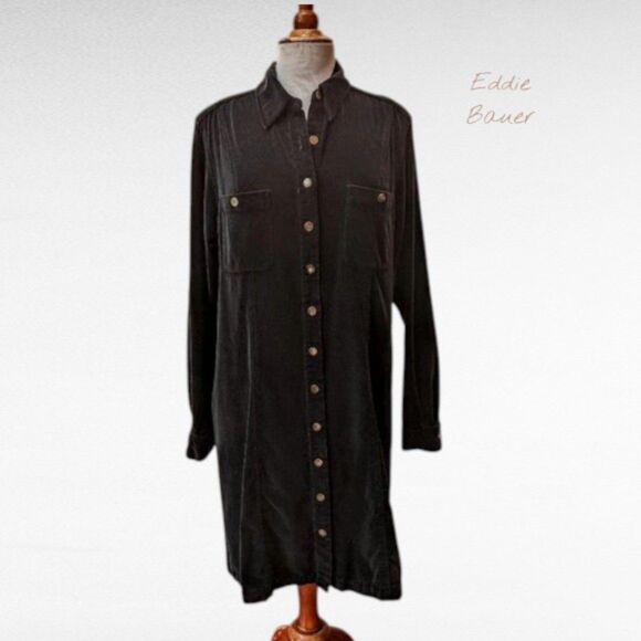Vtg   EDDIE BAUER “Velvet” cotton button down long dress  SZ L? - Picture 1 of 14